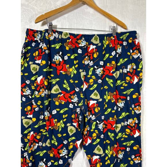 Disney Flannel Pants 4XL TALL Navy Scrooge McDuck Pockets Duck Sleep Villians - Picture 11 of 13